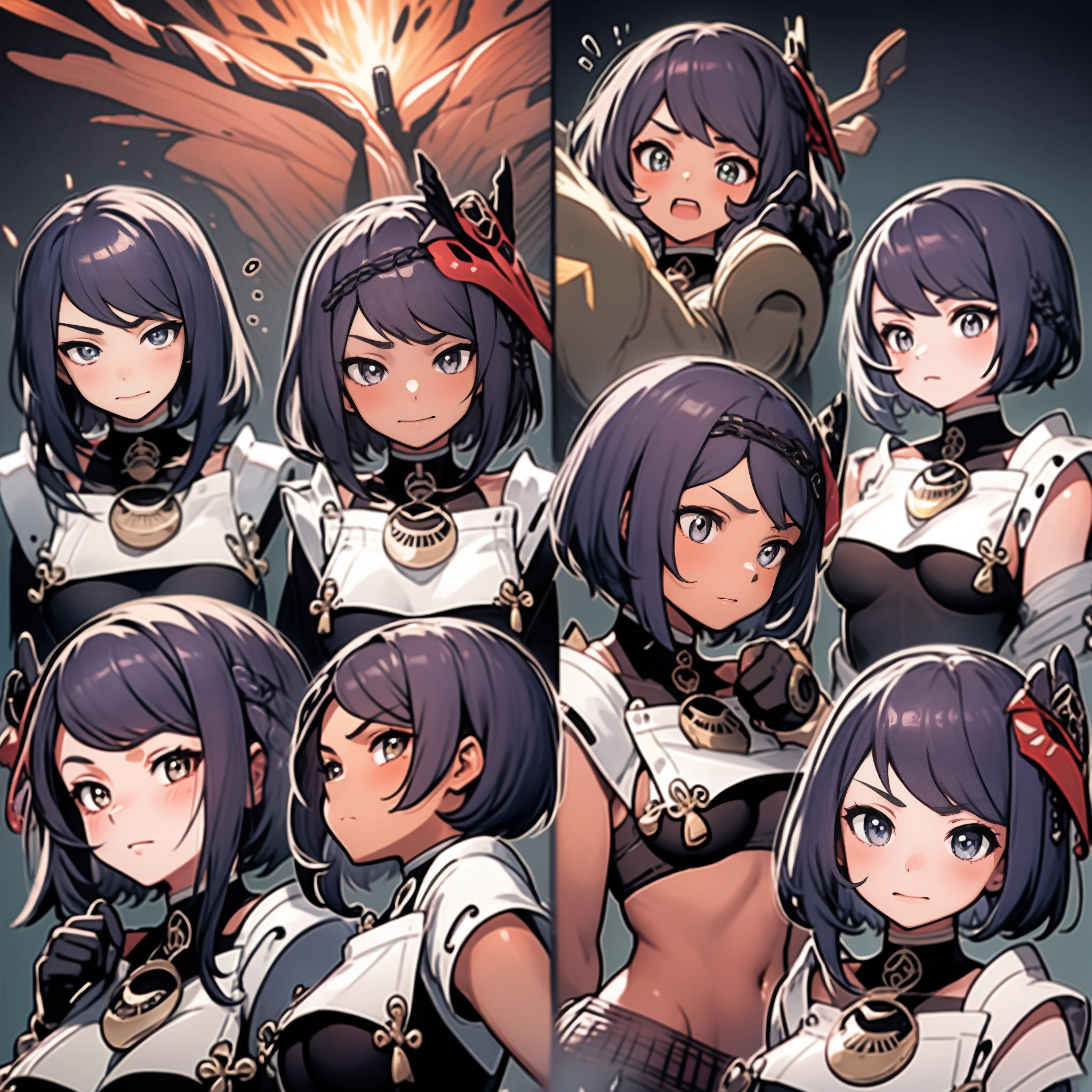 1 Cute Girl，9 tables，9 poses and expressions，Different emotions，10