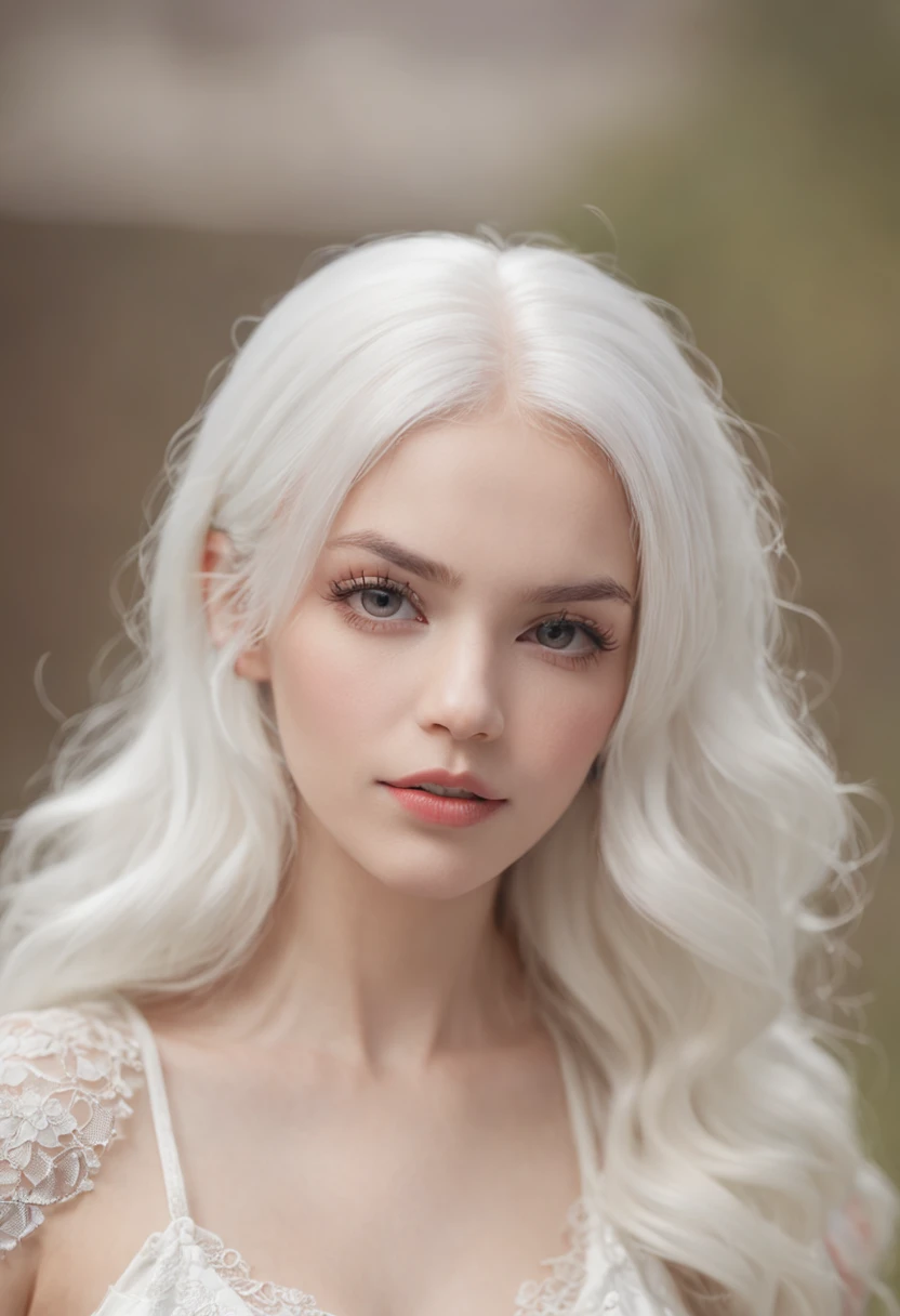 White-haired girl in white clothes full HD 8k