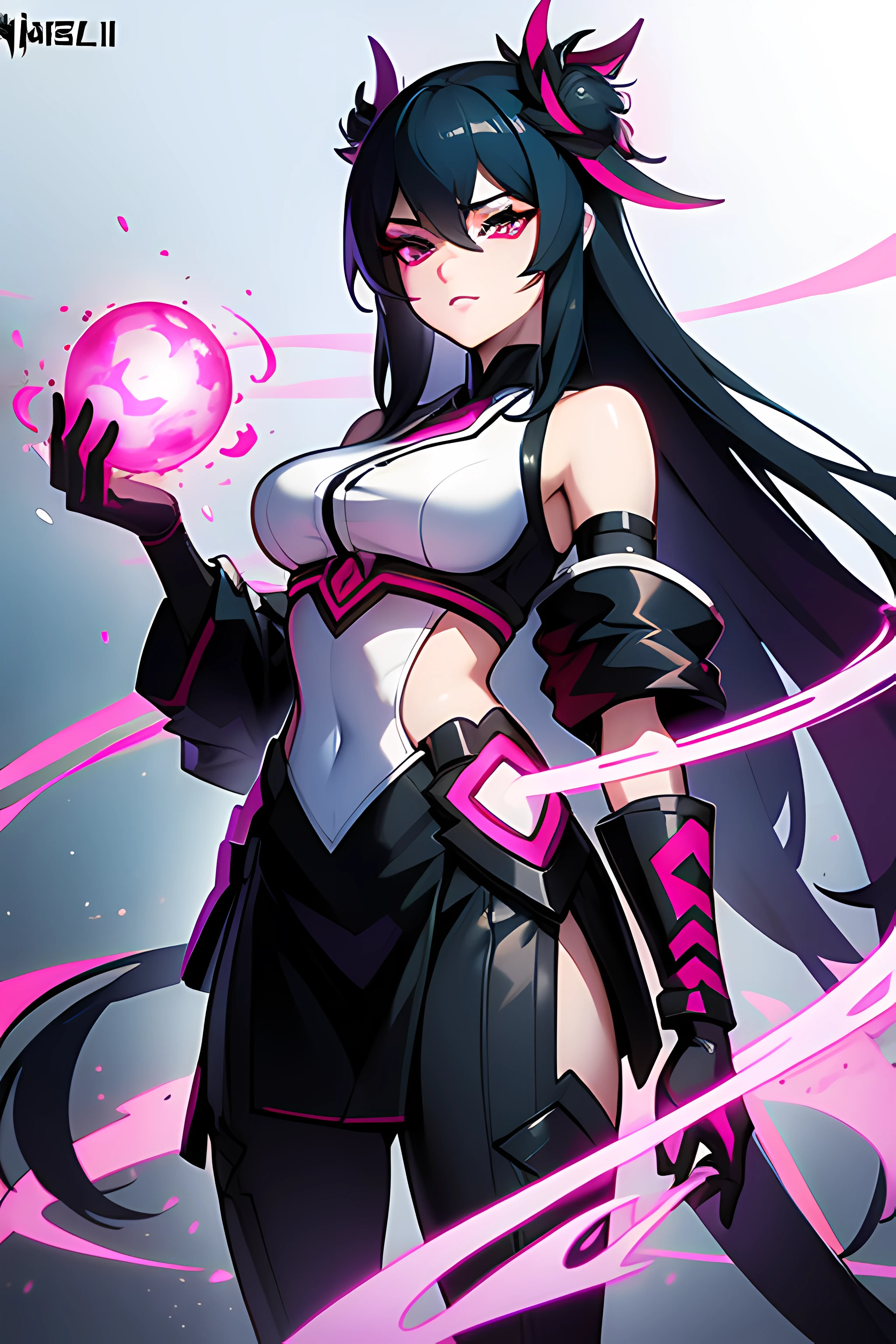 there is a woman that is standing in the middle of a field, splash art, akali, wallpaper splash art promo art, character splash art, official splash art, inspired by Shen Zhou, heise jinyao, fuchsia skin below the armor, irelia, loading screen, onmyoji, iconic character splash art, fuchsia skin beneath the armor