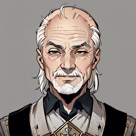 old man, balding, (male character), manly, village elder, (wrinkles), aged, gentle smile, (medieval), best quality, masterpiece,...