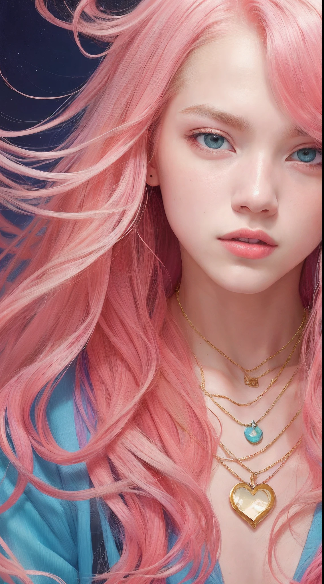 Close up of a man with blonde hair and necklace, digital art inspired by Yanjun Cheng, Tumblr, Rococo, portrait of jossi of blackpink, portrait jisoo blackpink, Flowing pink hair, Long flowing pink hair, long bubblegum hair, with pink hair, Pink girl, pink hues, ((Pink)), Long pink hair, pink straight hair, curly pink hair 8K, K.
#SeaArt #digitalart #digitaldrawing #aiart #aiartwork