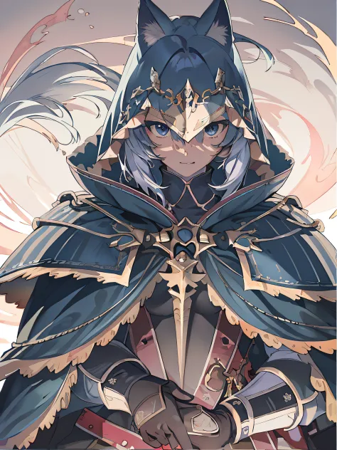 anime character with a cat head and a sword in her hands, portrait of a female mage, lucina from fire emblem, crisp clear rpg po...