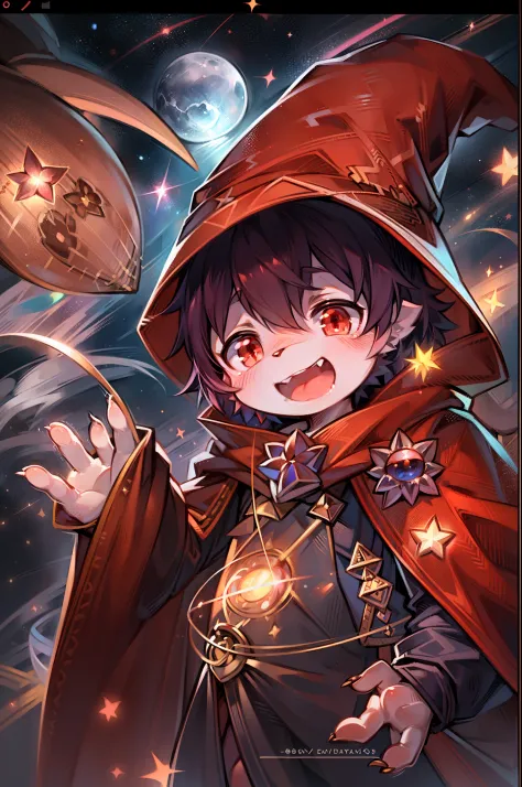 Hello！Here's what you've optimized for Prompt based on the information you've provided：

"tmasterpiece, Exquisite image quality, High resolution CG 16k portrait, Superior lighting, Realistic details, Magic Demon Kids boy surprise expression wearing wizard ...