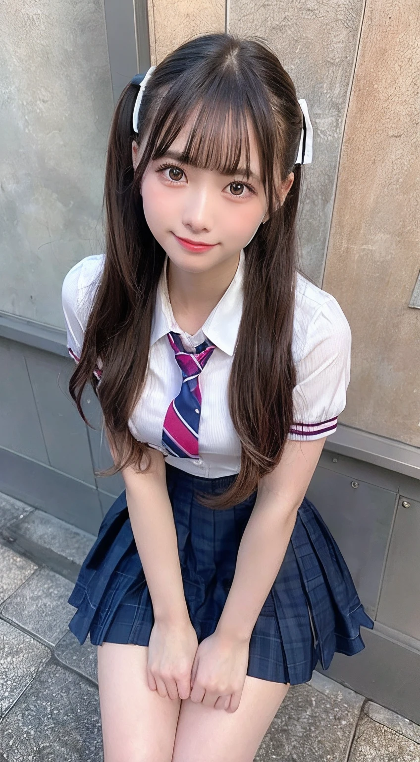 Arafed asian girl in a school uniform posing for a picture - SeaArt AI