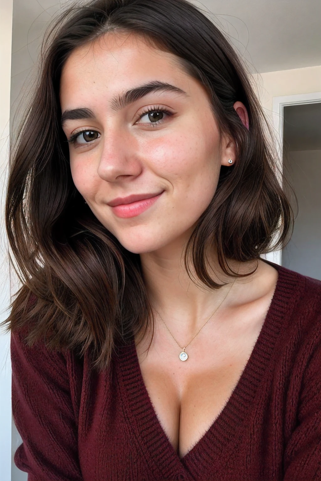 Instagram-Foto, Nahaufnahme Gesicht Foto von 23 Y.o Chloe im roten ...