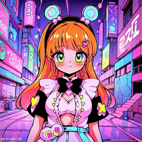 (((pink slime, neon orange hair, neon green eyes, )))(masterpiece, top quality, best quality, official art, beautiful and aesthe...