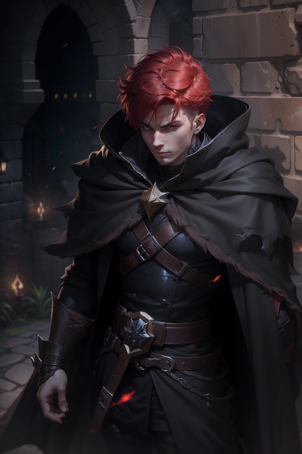 A close up of a person with red hair and a cape - SeaArt AI