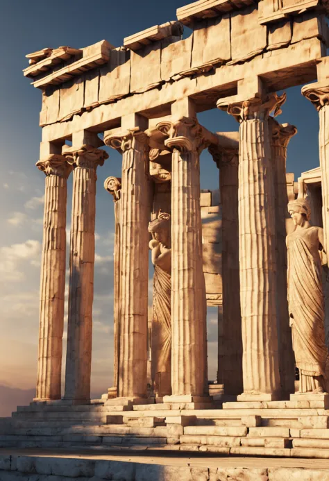 imagens da grecia antiga tendo com exemplo o templo de athena, realista, 8k
