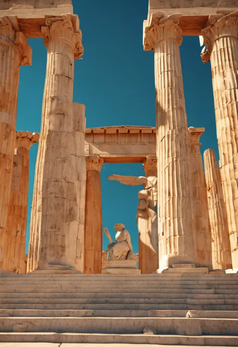 imagens da grecia antiga tendo com exemplo o templo de athena, realista, 8k