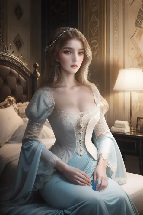 Beautiful French noblewoman of the middle ages, cabelos longos negros, olhos azuis sedutores, corpo voluptuoso, Maximum sensuali...