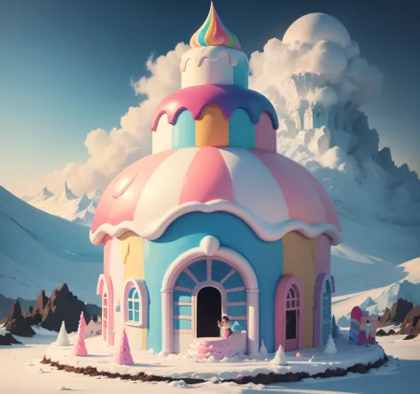 Giant Ice Cream House made of ice cream Colorful Rainbow Ice Cream Candy House Ice Cream Castle