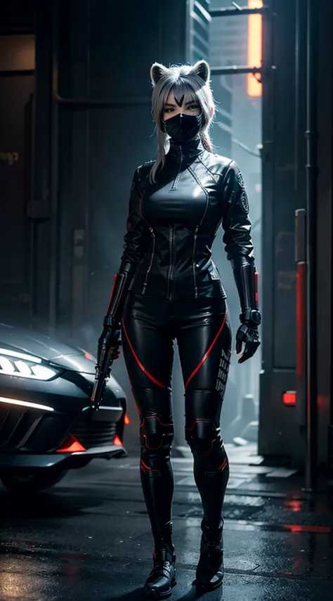 (extremely detailed CG unity 16k wallpaper:1.1), (Denoising strength: 1.45), (tmasterpiece:1.37), Agent raccoon cyberpunk style full body, Tech armor, Masks have no face