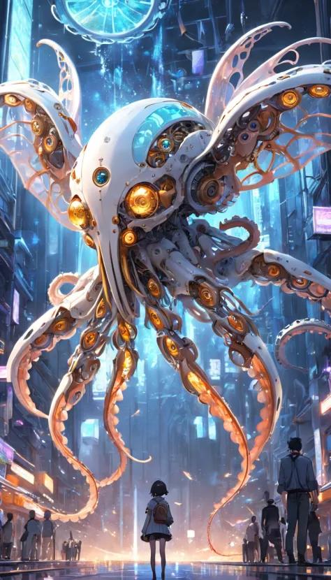 The mechanical feel is strong, Complex mechanical octopus, (extremely detailed CG unity 16k wallpaper:1.1), (Denoising strength: 1.45), (tmasterpiece:1.37), A mechanical octopus with transparent wings, A mechanical octopus with transparent wings, A mechanical octopus with transparent wings, god rays, sparkle, glowing light, UHD, masterpiece