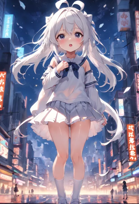 Cute loli，Be controlled，Eyes are confused，Barefoot，white stockings，Lift the skirt，White underwear panties，adolable