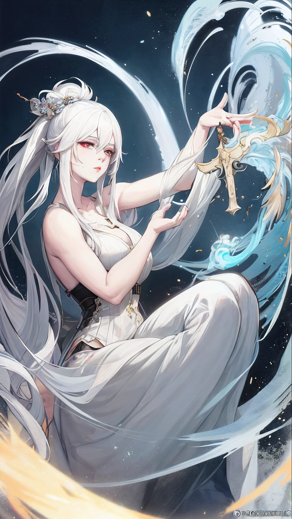 a close up of a woman with white hair and a white mask, beautiful character painting, guweiz, artwork in the style of guweiz, white haired deity, by Yang J, epic exquisite character art, stunning character art, by Fan Qi, by Wuzhun Shifan, guweiz on pixiv artstation