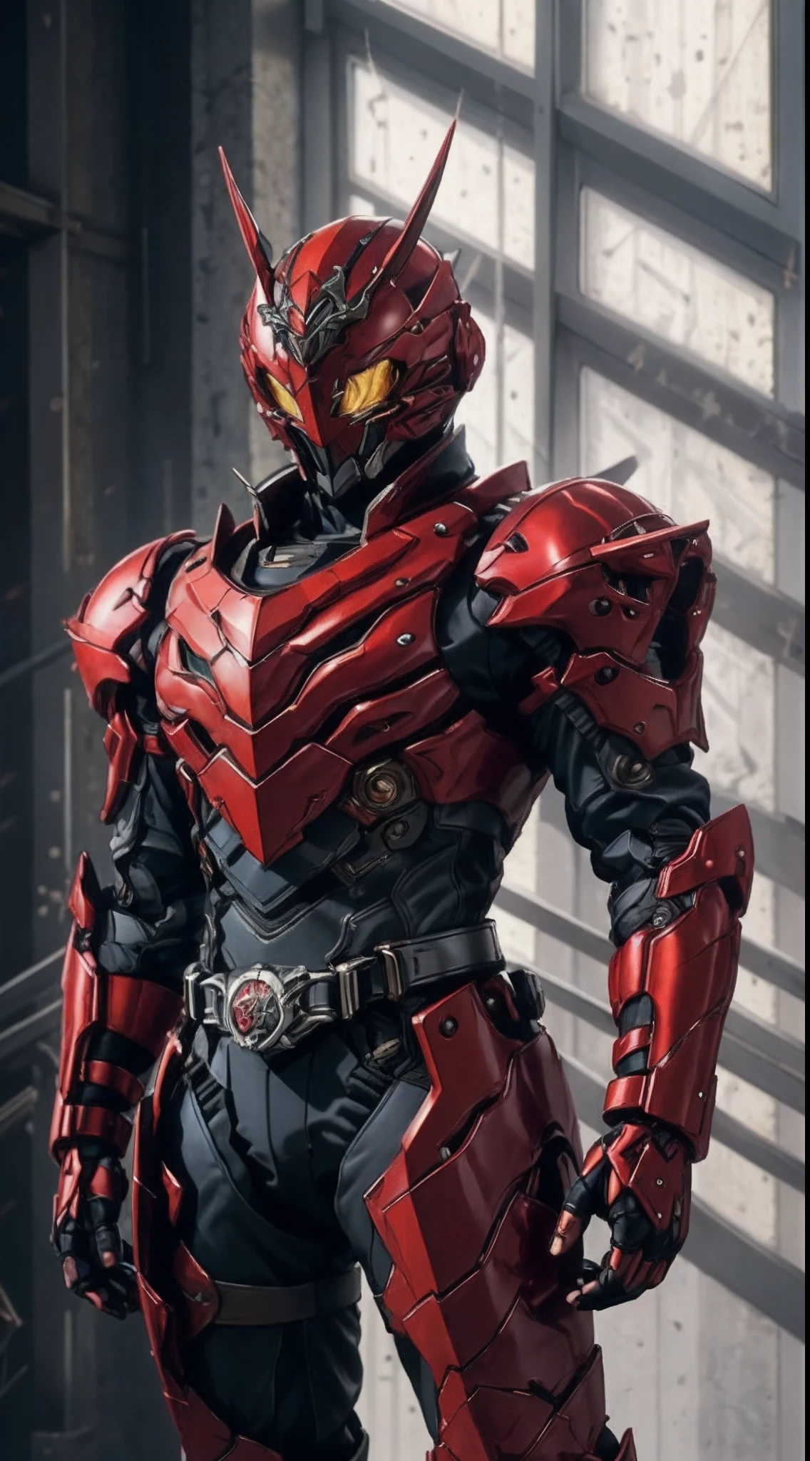 A man wearing a full-face helmet that covers most of his face, adorned in a biomimetic fantasy-style armor, the predominant black color is accented with red textures in the design this character embodies a finely crafted fantasy-style armored warrior design in anime, ((character concept art)), full body character drawing, high definition, best quality, ultra-detailed, extremely delicate, anatomically correct, symmetrical face, extremely detailed eyes and face, high quality eyes, creativity, RAW photo, UHD, 16k, (Natural light, cinematic lighting, masterpiece:1.5)
