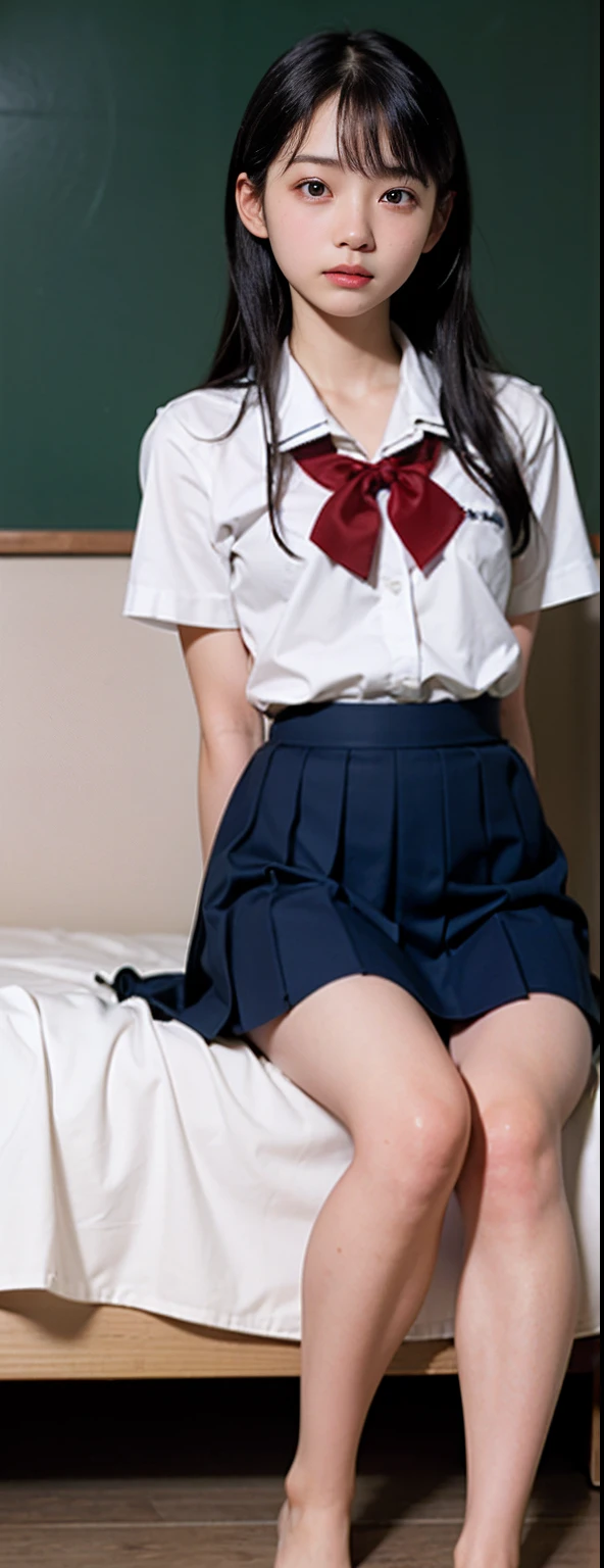 Japanese Schoolgirl Uniform Porn - Arafed asian woman sitting on a bed in a school uniform - SeaArt AI