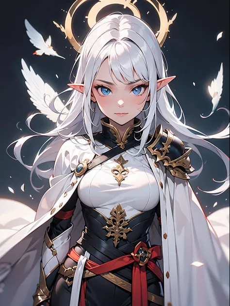 1girl,beautiful elf girl,onmyouji,armor,white cloak