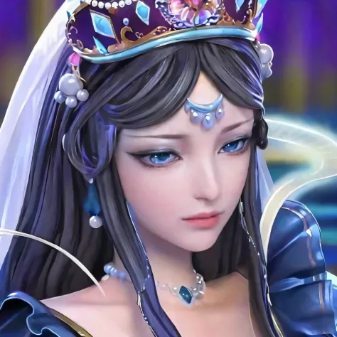 close-up of a woman wearing a tie and crown, a beautiful fantasy empress, ((a beautiful fantasy empress)), queen of the sea mu y...