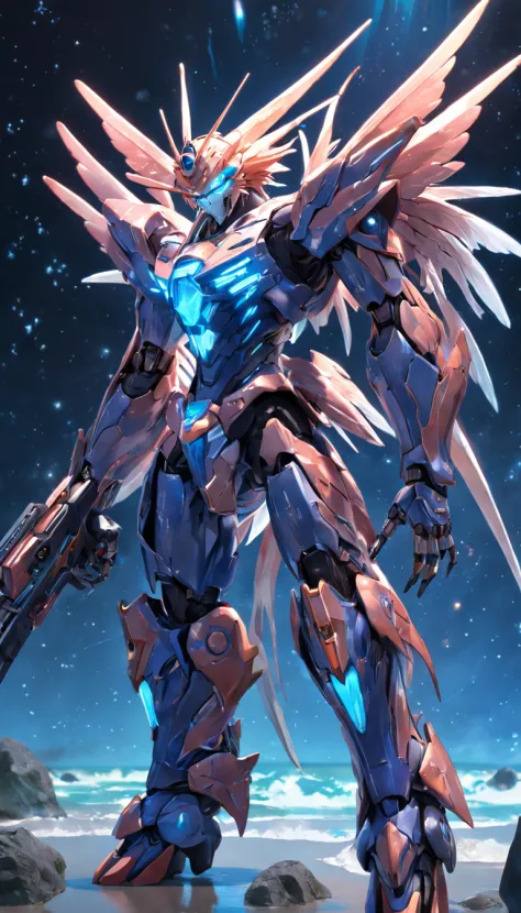 (Cyber Mecha Lionfish:1.5), (extremely detailed CG unity 16k wallpaper:1.1), (Denoising strength: 1.45), (tmasterpiece:1.37), (Full body posing:1.4:), whole-length, Dynamic angle, starry sky, lifelike texture, side lighting, sparkle, glowing light, ray tra...