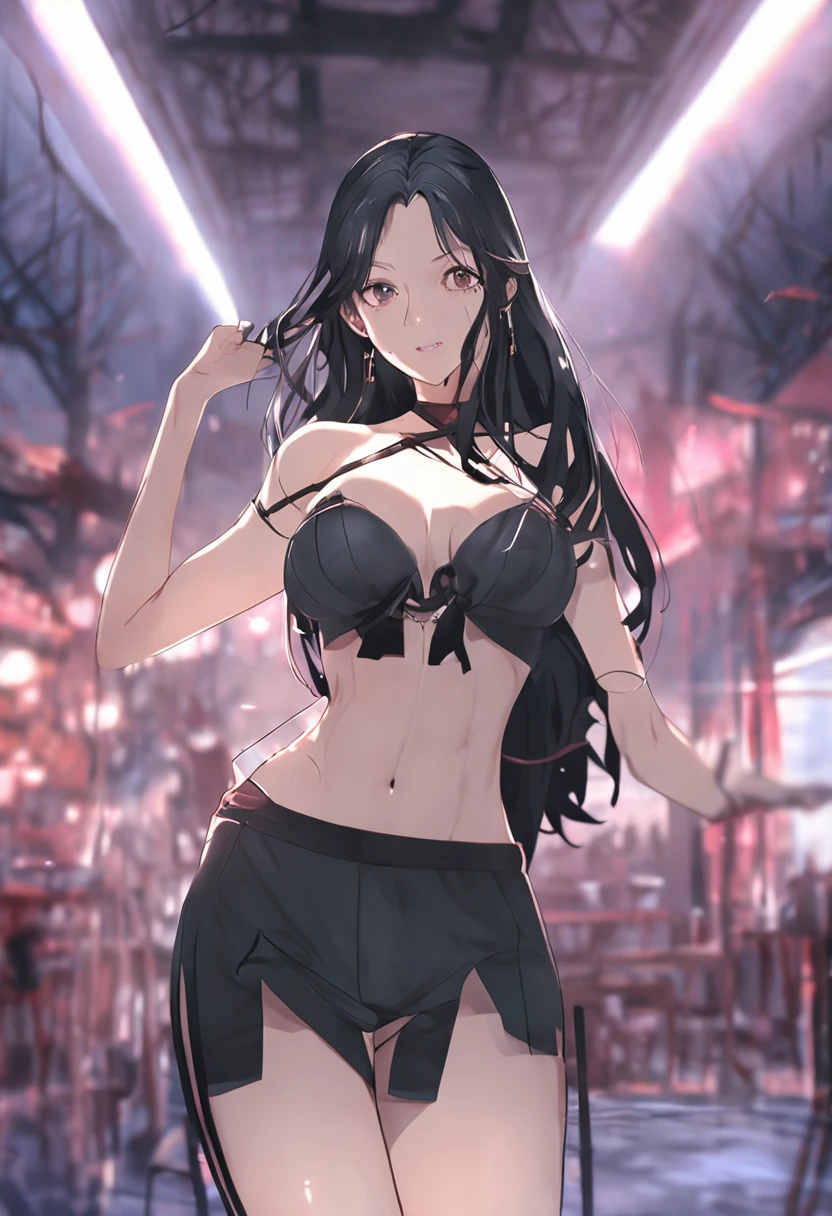 Anime girl in a black bikini posing in a dark room SeaArt AI