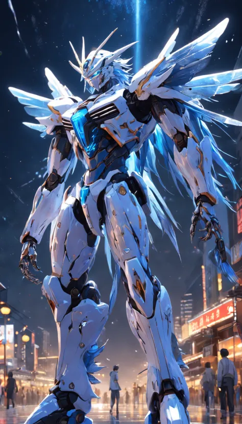 (Cyber mecha lionfish:1.5), (Extremely detailed CG Unity 16k wallpaper:1.1), (Noise Removal Strength: 1.45), (tmasterpiece:1.37), (Pose all over the body:1.4:), whole-length, Dynamic Angle, Starry sky, Lifelike texture, Side lighting, Sparkle, Glowing ligh...
