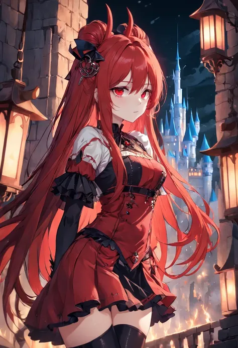 red color eyes，Red hair bundles，Western fantasy，magia，Castle fantasy ...