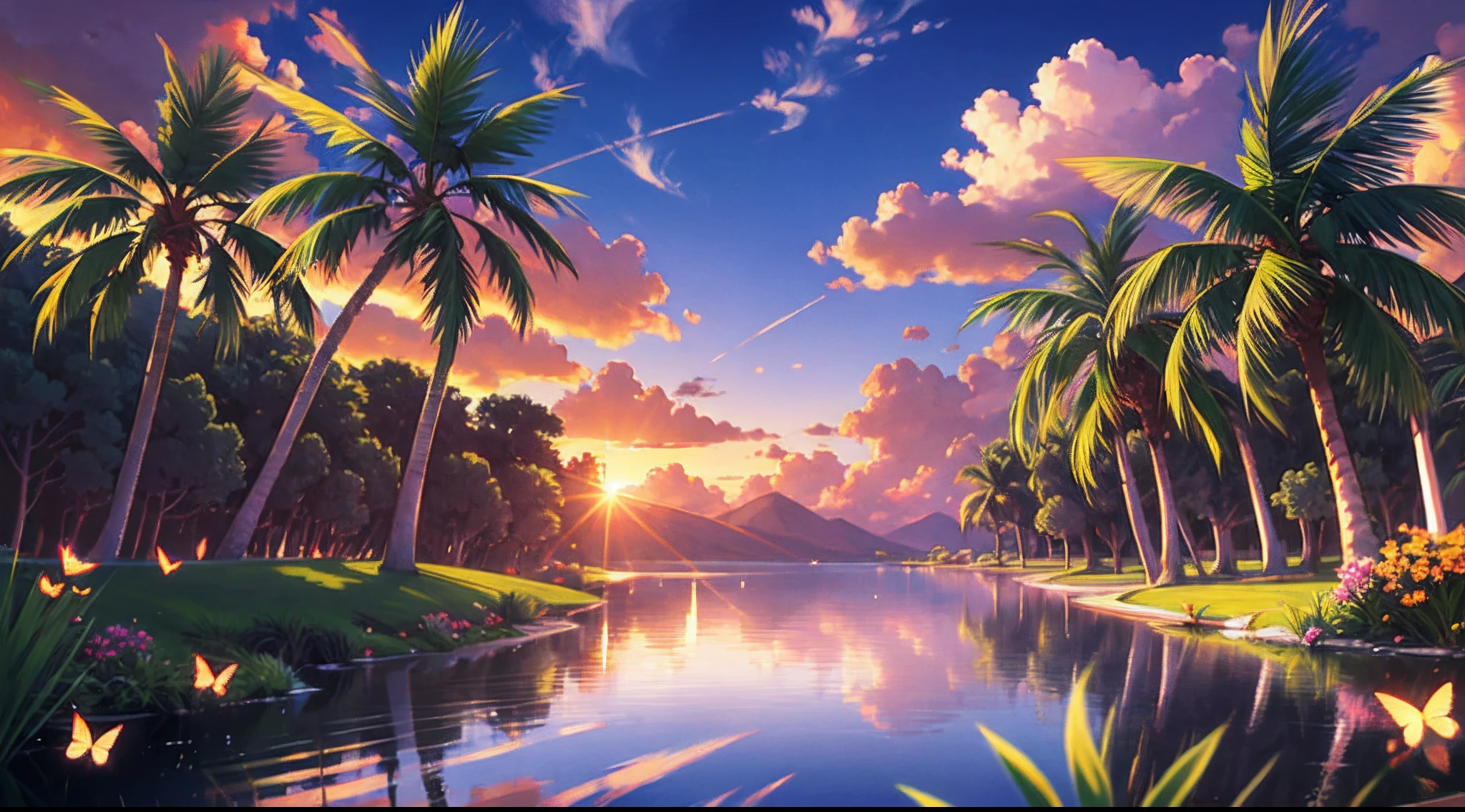 A picture taken from a computer screen of a tropical landscape - SeaArt AI