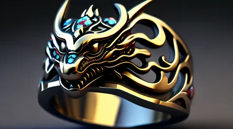 Handsome Chinese dragon ring，Jordan Nelson and Shen Mingchen. trending on artstationh. Black scales . lighting, Epic, 8K, Highly detailed, Centered, symetry, picure, Intricate, voluminetric lighting, Beautiful, rich deep colors masterpiece, Sharp focus, Ul...