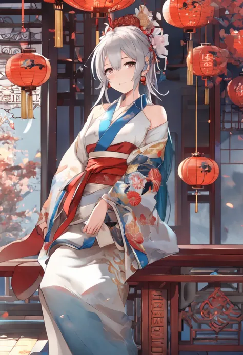 Anime characters in shop windows with oriental decorations, 《azur lane》role, A scene from the《azur lane》videogame, onmyoji, Kantai collection style, krenz cushart and wenjun lin, trending on cgstation, Official artwork, trending on artstation pixiv, azur l...