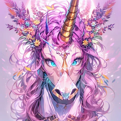 A beautiful man with a unicorn horn on forehead, 1horn(2D, painting, illustration, masterpiece, intricate detail, ultra-detailed...