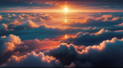 (beautiful sea of clouds:1.3),(Above the clouds:1.2),(Sonnenuntergang:1.2)