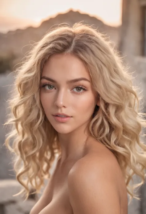 russian blonde girl, long wavy hair, tanned skin, slim body, perfect boobs  - SeaArt AI