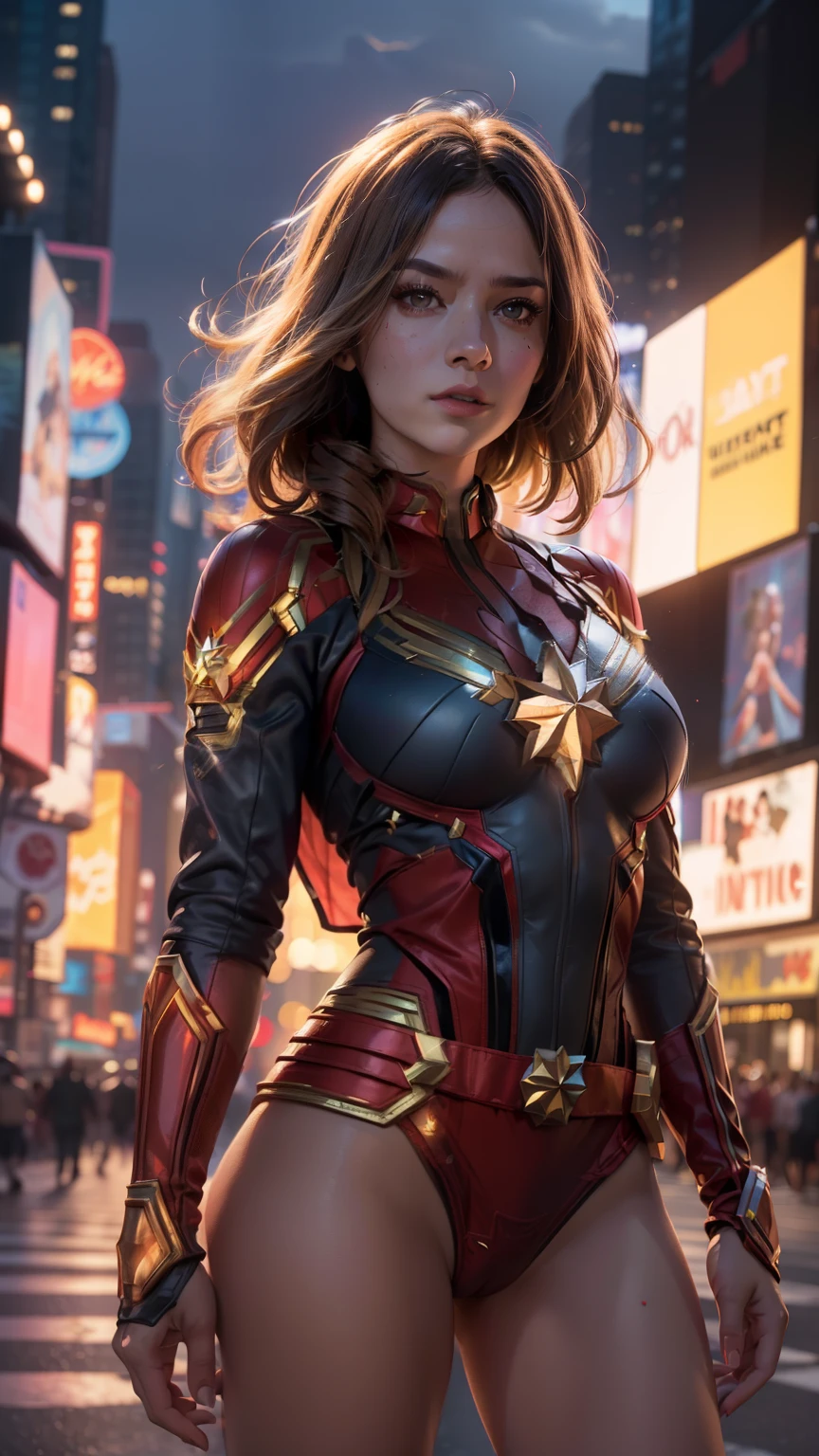 A woman in a superhero suit standing in the middle of a city - SeaArt AI