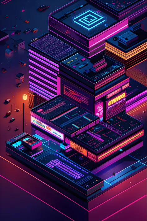 Isometric,outdoors, no humans, scenery, sign, cable, trash can, neon lights, san fransisco scene,  ultra sharp, best  illustration,  (zentangle, mandala, tangle, entangle:0.6), extreme light and shadow, bloom, shine, dynamic angle, japan detail, cyber punk...