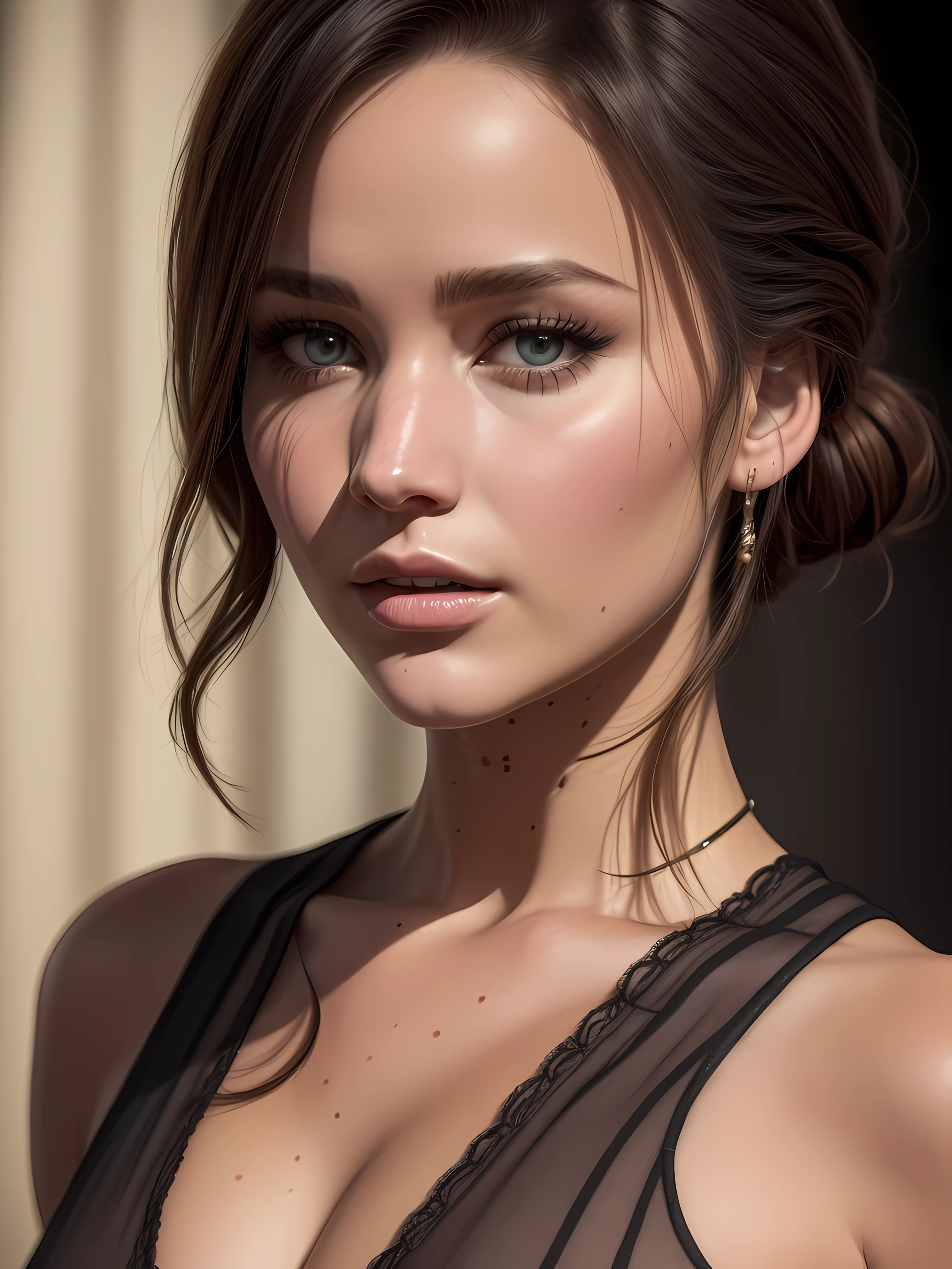 ((Une belle femme sensuelle:1.2)), travail brut, extrêmement détaillé, meilleure qualité, de ((photo de portrait de visage:1.4)), (inspiré par Jennifer Lawrence). (Photo brute, 8k euh, meilleure qualité, meilleure qualité, très détaillé: 1.2), (photoréaliste:1.4), Caractéristiques détaillées du visage, des vêtements extrêmement détaillés, ombres réalistes, Rugosité, texture naturelle de la peau, vrai vie.