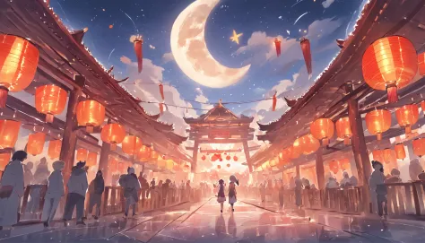 Mid-Autumn Festival、Moon、themoon、Star of the Sun、Mooncake stalls、Concert、band、fire works、UAVs、environment friendly、tradit、celebrating、enviroment、Plaza、The bear goes to the moon、forest、Critters、Bamboo lanterns、the night、celebrating、Artistically、device、decor...