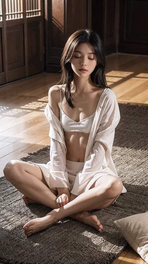 (Small underboob,Tomboyish,small heads)),  (perfect bodies: 1.1), (short-length straighthair: 1.2), Black hair,attractive collarbone，（极其细致的CG 8k壁纸），（Extremely refined and beautiful），（tmasterpiece），（best qualtiy：1.0），（超高分辨率：1.0），upper body photos，[A high re...