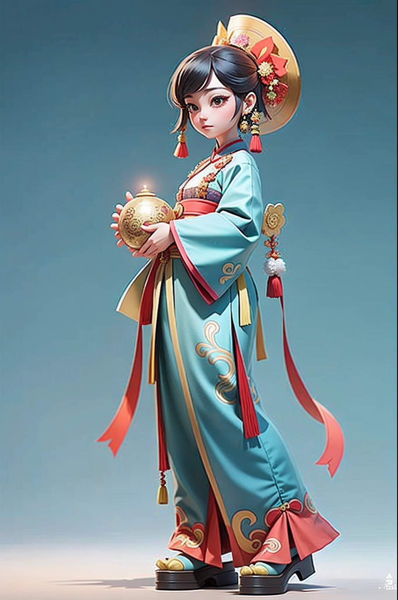 a woman in a colorful costume, peking opera, chinese costume, traditional chinese clothing, palace ， a girl in hanfu, ancient chinese goddess, ancient chinese beauties, chinese dress, wearing ancient chinese clothes, full body xianxia, chinese mythology, chinese empress, folkloric illustration, ancient chinese princess, queen of the sea mu yanling