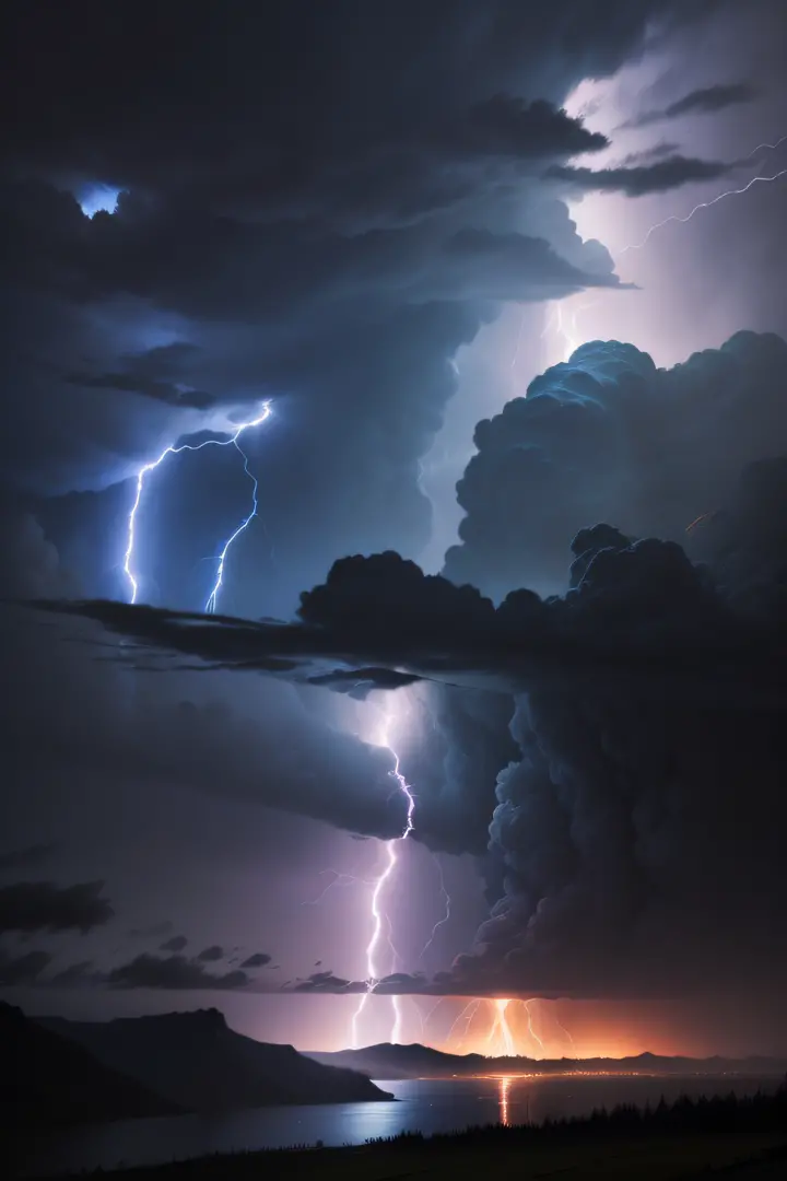 Lightning strike on a dark blue sky by New SIGHT Photography on  @creativemarket