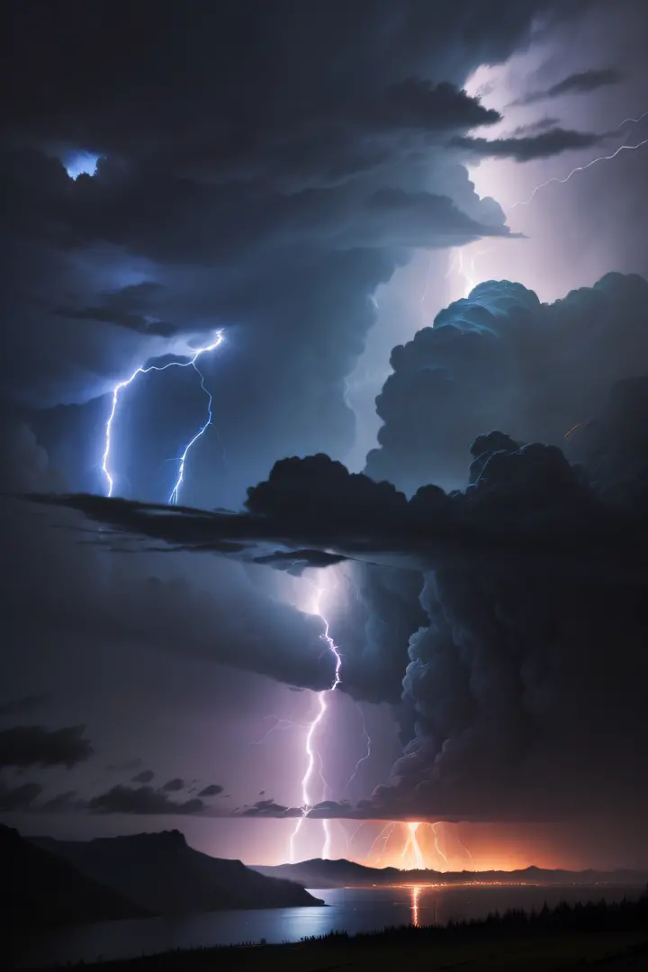 A Chaotic Thundercloud with Lightning Strikes Within by Derrick Neill