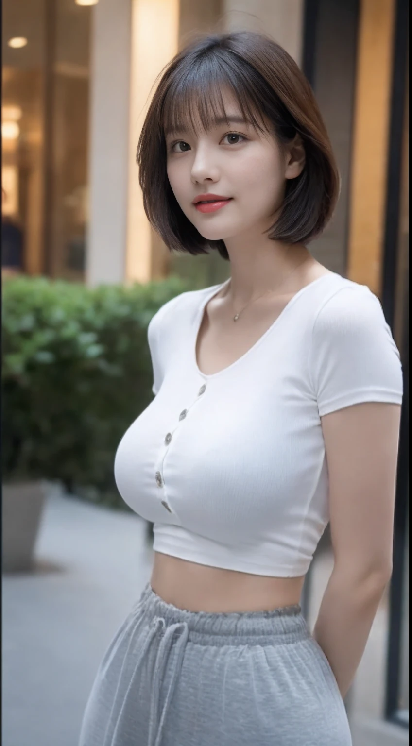 ((Best quality, 8K, Masterpiece: 1.3)), Sharp focus: 1.2, A beautiful woman with perfect body: long wet hair, 1.4, Slim abdomen: 1.2, ((layered haircuts, Small breasts: 1.2)),  (Thin, damp buttons，Up to shirt length: 1.1), (White shirt wet by rain), (rain, street: 1.2), Wet body: 1.1, Highly detailed face and skin texture,  Detailed eyes, double eyelid, Tanned skin, sexly, Conque, Heavy rain n background