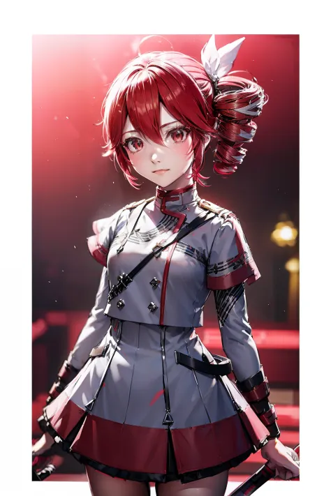 Anime girl with red hair and city bow, from arknights, Female protagonist 👀 :8, Ayaka Genshin Impact, Rin, Female protagonist, c...