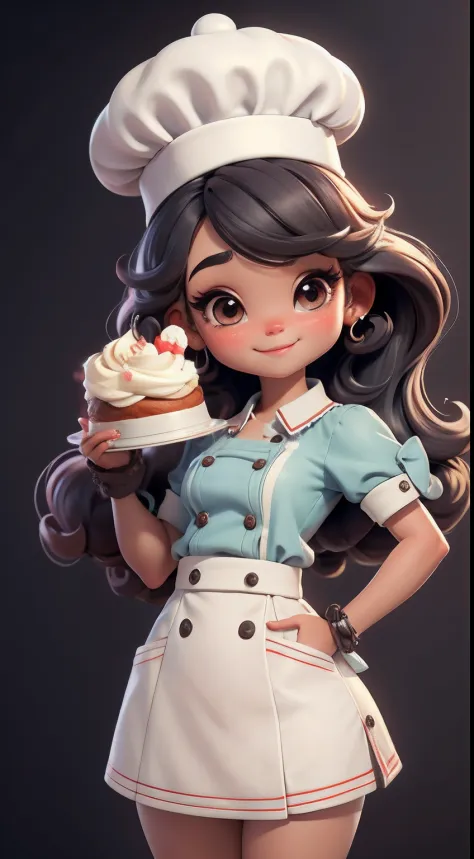 Create a series of cute baby chibi style afro dolls with a cute pastry chef theme, each with lots of detail and in an 8K resolut...