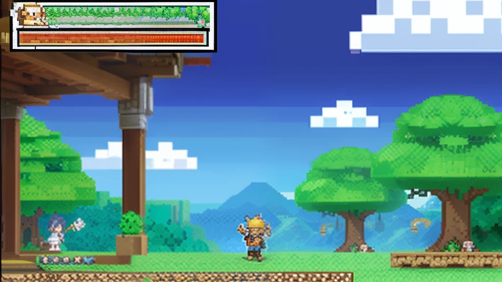 Akira Toriyama style，Flat pixel games《dragon quest》，Game scene design，（a paradise：1.4），16-bit pixels