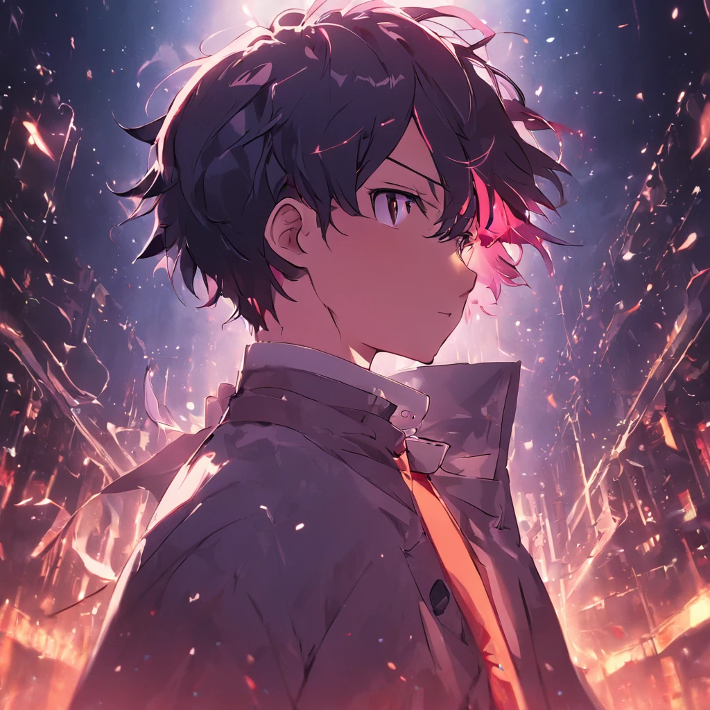 Anime boy with black hair and red eyes staring at something - SeaArt AI