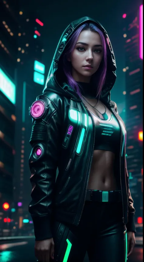 cyberpunk portrait photography, beautiful young woman looking off ...