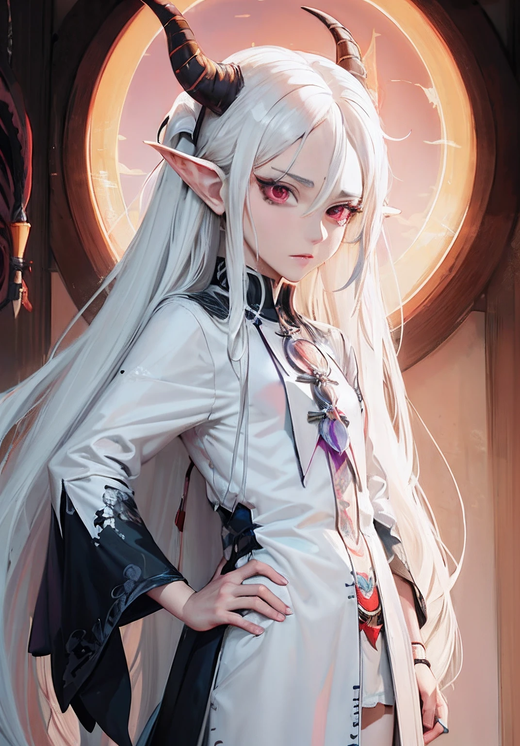 anime - style image of a men with long white hair and horns, white haired deity, anime style 4 k, detailed digital anime art, 2. 5 d cgi anime fantasy artwork, anime art wallpaper 4k, anime art wallpaper 4 k, anime art wallpaper 8 k, anime fantasy artwork, anime in fantasy style, anime fantasy illustration, detailed anime character art, boy dragon, style semi realistc