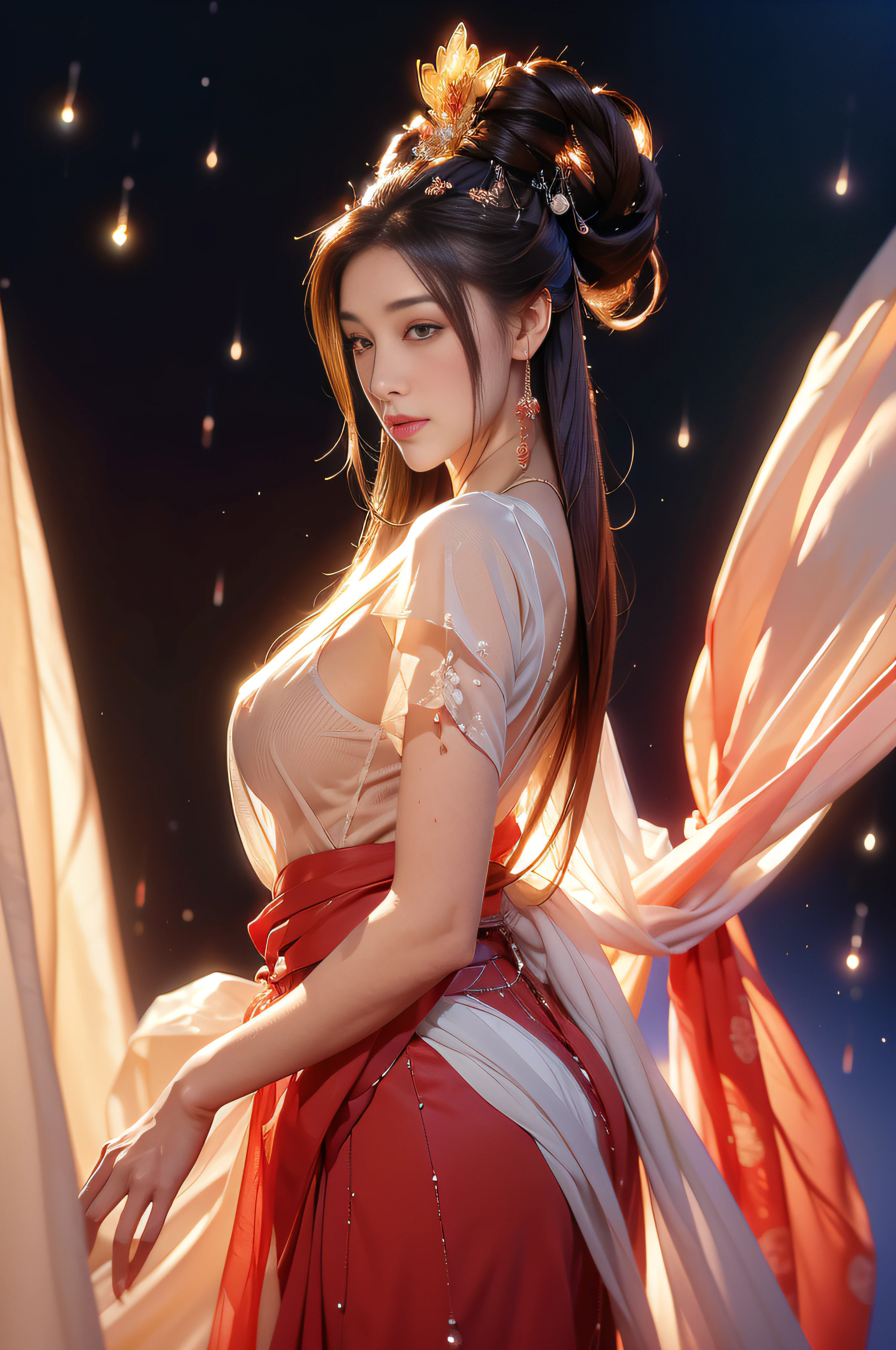 Gilded Chinese Palace,looki at viewer,depth of fields,bokeh dof,light falling,((A MILF))、pregnant woman、Red dress
Transparent underwear、one-girl、Red shirt、a black skirt、huge-breasted、
with brown eye、(long whitr hair、brunette color hair、Very straight hair:1.4、hime-cut:1.4)、Earrings necklace、pouty、
A picture、tmasterpiece、top-quality、NFFSW、A high resolution、realistic detail、glistning skin、Mature figure、Plump body、crisp breasts、perfect bodies、wide waist、Extremely colorful、looking at viewert、hyper realisitc、From the front side、watercolor paiting、Traditional media、(color difference、intricately details)、dynamicposes、dynamic ungle、
40k、NFFSW、A high resolution、From the angle from below、ancient Chinese costume、Ancient Chinese hairstyle、Upward hairstyle、The whole body is dressed in white silk cloth、（Close-up of raindrops in the air, Capture the world with raindrops, Distorted reflections, refracted light, The microscopic world inside each droplet, Miniature landscape, inverted image, Ethereal beauty, pause moments, translucent sphere, Distorted reality, Kaleidoscope view, Natural lenses, A glimpse of the present, Miniature world, Raindrop Symphony, Natural interoperability, 1girl in
, masutepiece, (Dynamic Angle:1.2)）