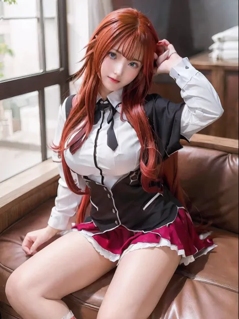 1girl, rias(Highschool DxD), crimson hair, photorealistic, big breasts, looking at the viewer, full body art, realism, ultra HD,